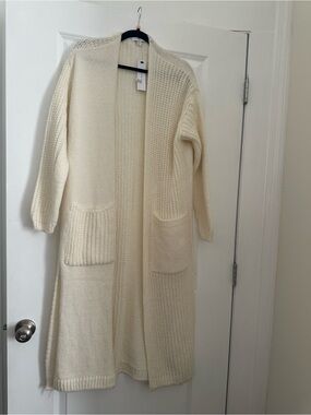 Topshop Cream Longline Open Cardigan with Pockets